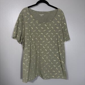 Catherines Army Green & Gold Glasses Novelty T-Shirt - 0X - Women's Plus Size